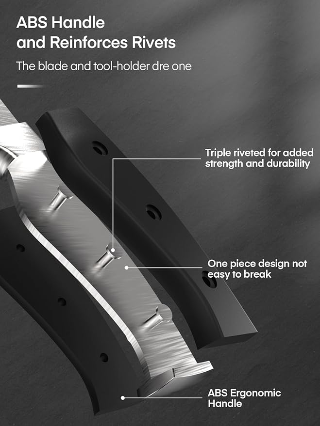 Knife Set, D.Perlla 7 Pieces Kitchen Knife Set with Built-in Sharpener, Stainless Steel Knives Block Set with Unique Waved Pattern, Non-slip Handle, Black