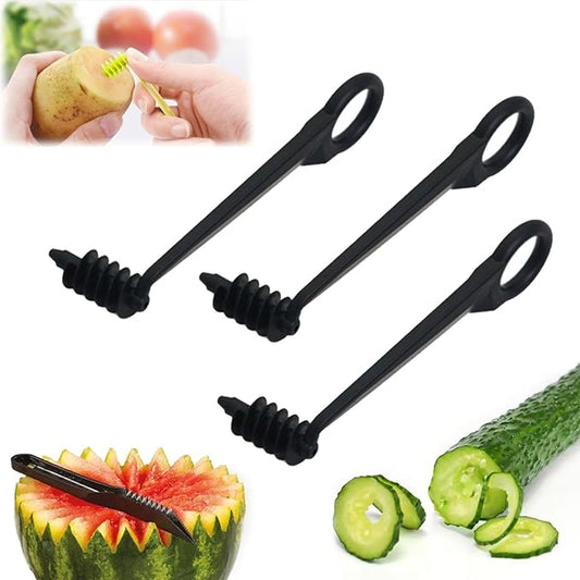 Spiral Cutter for Potatoes, Spiral Cutter - Kitchen Spiral and V-Shaped Tools for Veggies Cucumber and Carrot, Manual Screw Peelers Kitchen Accessories Tool (3*A)