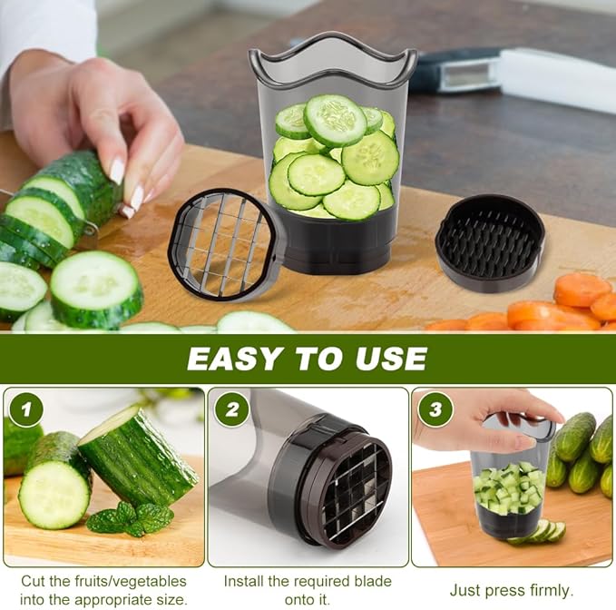 Fruit Slicer Cup, Strawberry Slicer with Stainless Blades, Detachable Fruit Slicers with Push Plate, Strawberry Cutter for Banana, Cucumber, Grape, Egg, Kitchen Gadgets