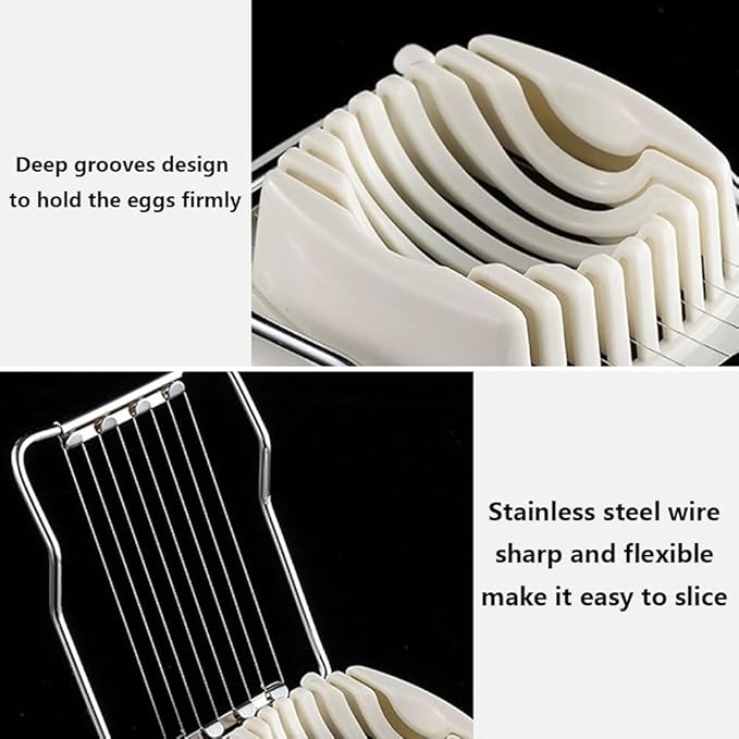 Egg Slicer for Hard Boiled Eggs, Egg Slicers with Stainless Steel Wires, Multipurpose Egg Cutter, Strawberry Slicer, Fruit Slicer Dicer for Cutting Bananas, Kiwi, Make Fruit Vegetable Salad