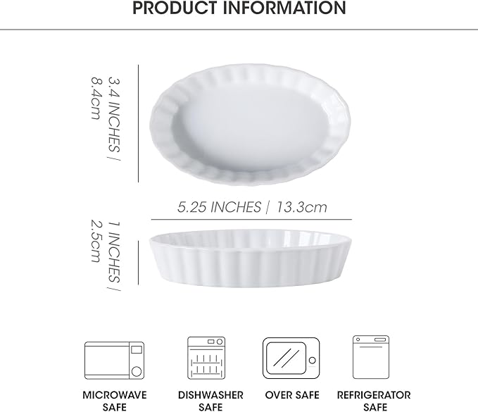 SumitlEyao 6pcs Pie Pan, Baking Pan Ceramic, Quiche Baking Dish, for Baking, Souffle Dishes, Oven Safe