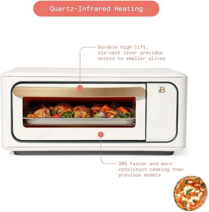 Beautiful by Drew Infrared Air Fry Toaster Oven 1800W with 9-Slice Capacity and Multi-Function Cooking (white)