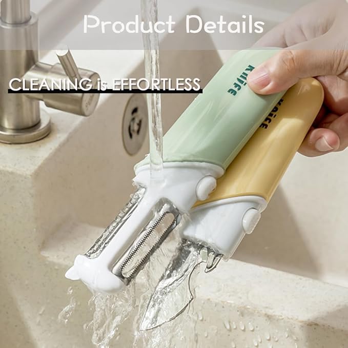 Peeler and Fruit Knife 5-in-1, Portable for Home, Dorm, and Office Use, Foldable with Bottle Opener.