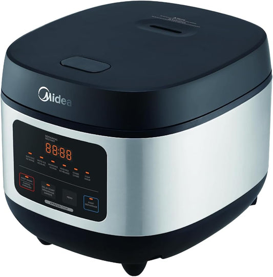 Midea Rice Cooker Slow Cooker Multi Cooker 10 Cup with Steamer Basket For Rice Food Vegetable Egg Automatic Keep Warm LED Digital Control (Black)