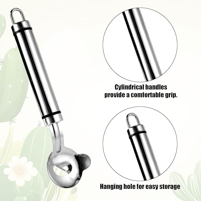 3pcs Cactus Peeler Tools, Stainless Steel Cactus Peeling Knife and Peeler Spoon, Long Handle Pelador de Nopales, Sliced Noodle Vegetable Paring Cutter with Hole for Kitchen Cooking Gadgets