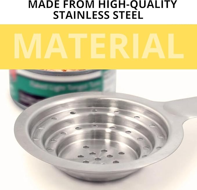 Multipurpose Universal Food Grade Stainless Steel Can Strainer – Can Colander Stainless Steel with Handle for Small and Large Cans Vegetable Fruit Tuna Can Colander Small