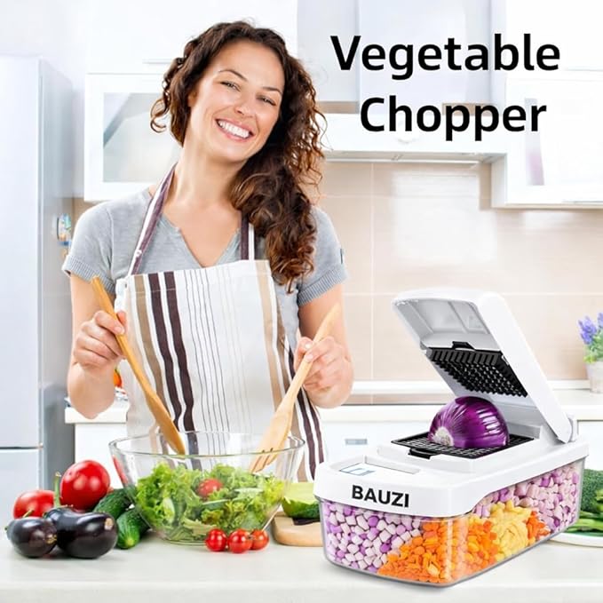 14-in-1 Vegetable Chopper with Container, Onion Chopper Dicer, ABS Multi-Function Vegetable Chopper, Multifunction Vegetable Cutter Slicer, Manual Food Chopper Kitchen Gadget,