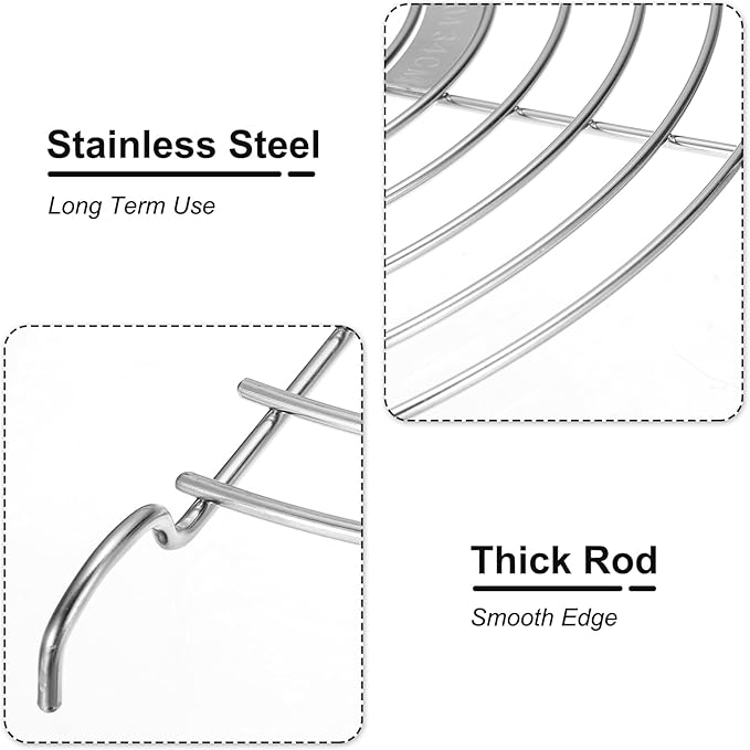 uxcell 2pcs Oil Drain Rack Semi-circular Draining Drying Rack Stainless-Steel Tempura Strainers for Home Baking Cooking Grilling Oil Drip Filter Fried Food, Silver(24cm/9.4in Long)
