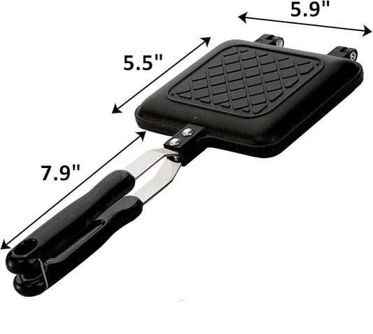 ZOOFOX Sandwich Maker, Grilled Sandwich and Panini Maker Pan with Non-Stick Plates, Stovetop Toasted Sandwich Maker Aluminum Flip Pan for Home Kitchen, 5.9" L x 14.2" H