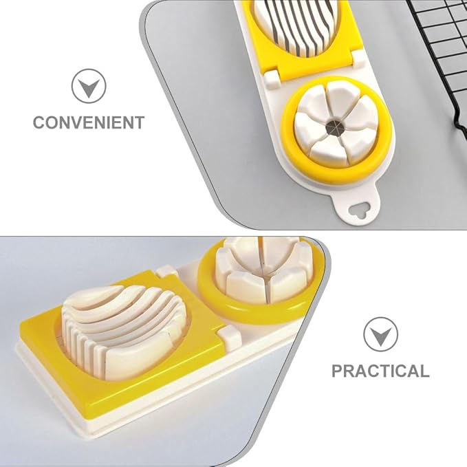 PRETYZOOM Metal Onion Slicer Egg Slicer for Boiled Egg with Stainless Steel Wire, Strawberry Mushroom Cutter Slicer, 2 Slicing Styles (Yellow) Egg Slicing Supplies
