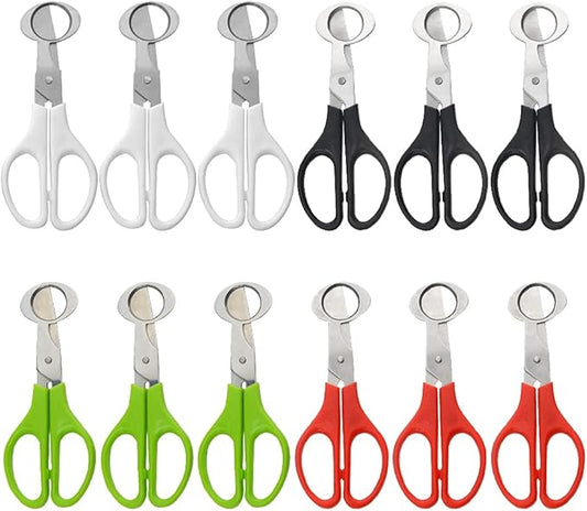 12Pack Stainless Steel Quail Egg Cutter - Scissors for Pigeon Eggs, Opener, Cracker - Four Colors
