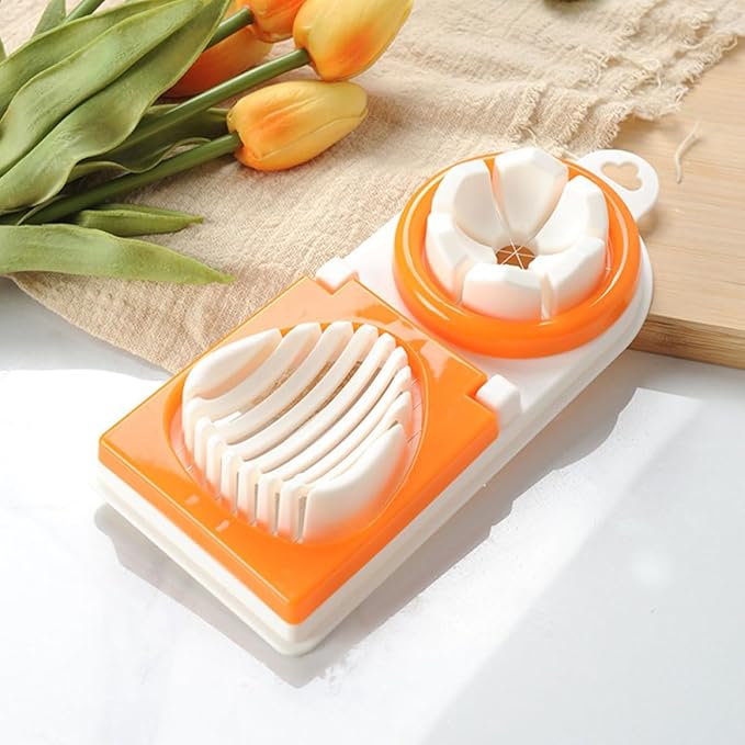 Zerodeko Multipurpose Egg Slicer and Peeler Dual-head Hard Boiled Egg Cutter Bright Orange Food Slicing Tool for Home Use