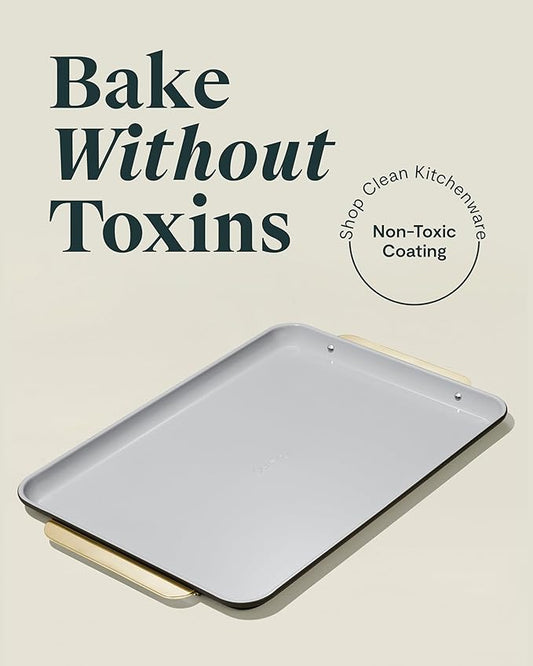 Caraway Non-Stick Ceramic Large Baking Sheet Duo - Naturally Slick Ceramic Coating - Non-Toxic, PTFE & PFOA Free - Perfect for Baking, Roasting, and More - Large (18" x 13") - Black