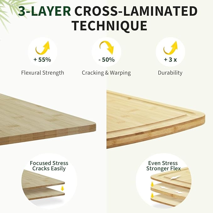 Bamboo Cutting Boards for Kitchen Large Thick Heavy Duty Wood Cutting Board 30x20 Inch with Deep Juice Groove and Handle for Meat Vegetables Fruit Ideal