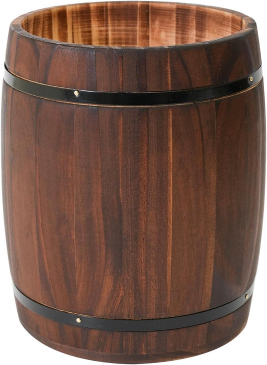 Tomato Garden Wooden Utensil Holder, Brown, Barrel Shape, Holds Spoons and Scoops, Wine Barrel Design, Painted, Smooth Surface, Sturdy Construction