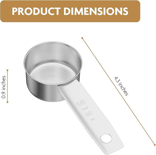 2PCS 1/8Cup(2Tbsp, 30ml, 2oz) Stainless Steel Measuring Cup, Single Metal Scoop for Wet and Dry Ingredients, Great Kitchen Gadgets for Cooking