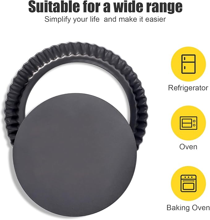 Mooisco 7 Inch Tart Pan Fluted Fruit Pie Pans with Removable Base Nonstick Coating Tarts Molds for Baking Supply For Pizza Tartlet Cake Quiche