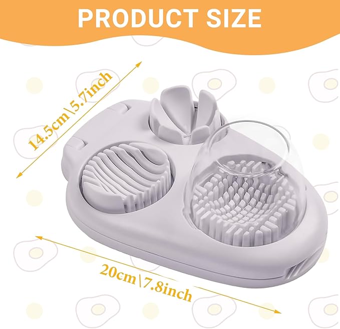 1 Count 3-Mode Egg Slicer, Stainless Steel Wire Cutter for Hard Boiled Eggs, Strawberry, Grape, Mushroom, Kitchen Slicing Tool for Fruits and Vegetables