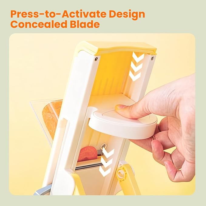 Vegetable Chopper Food Slicer,Slicer Plus For Vegetables,Adjustable Potato Slicer,Detachable Blade,Kitchen Chopping Artifact,Yellow
