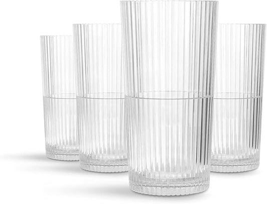 Drinique Unbreakable Edition Collins 12 oz Tritan Renew Plastic Collins Glass Clear 4-Pack