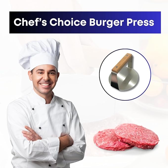 Youlander Stainless Steel Smash Burger Press | 6-Inch Non-Stick Round Burger Smasher for Smashburgers | Heavy Duty Meat and Veggie Smasher with Grill Press for Flat Top Grill Cooking