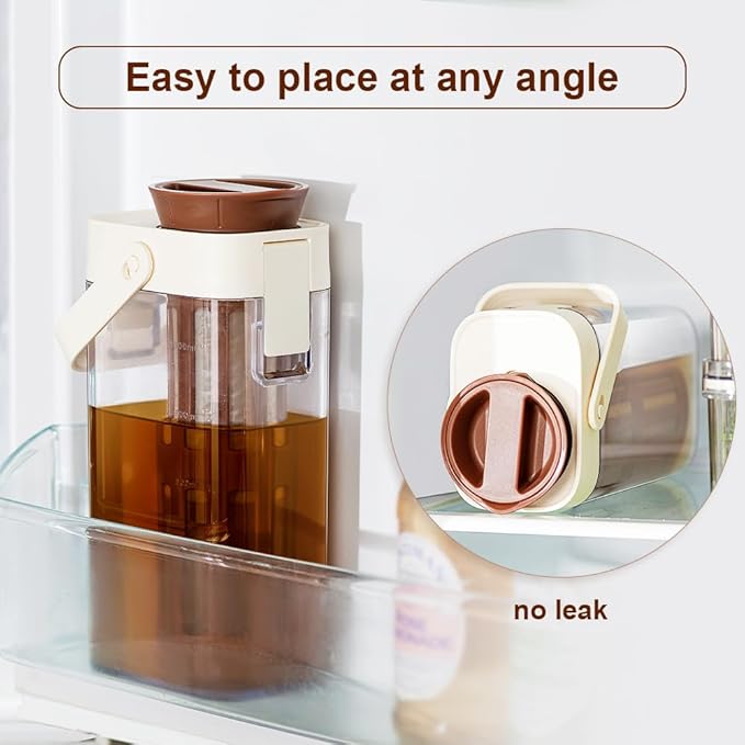 Xarfxco Cold Brew Coffee Maker, 1L/35oz Portable & Durable Iced Tea and Coffee Brewer, Leak-Proof & BPA-Free, Removable Mesh Filter For Easy Cleaning & Using, Dishwasher Safe, Space Saving.