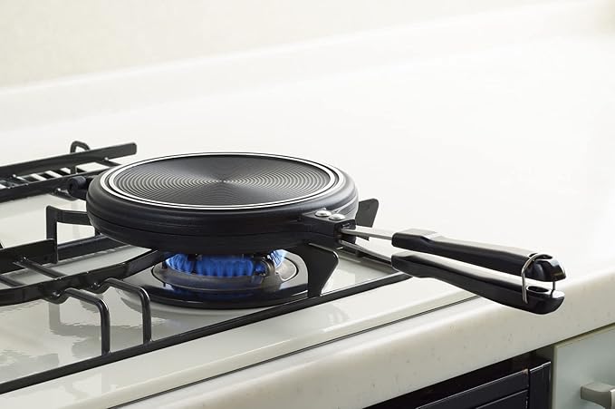 Yoshikawa SJ3208 Hot Sand Maker, For Gas Fire, Hot Multi Sandpan Total Length 16.3 x Diameter 7.1 x Height 1.3 inches (41.5 x 18.0 x 3.4 cm), Black, Outdoor Camping