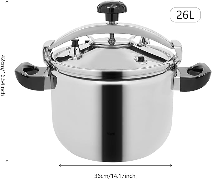 27.5 Quart Stainless Steel Pressure Cooker, 60Kpa Pressure Stewing Pot w/Alarm Device, Pressure Cooker Pot for Cooking, 3 Heavy Security Systems,Works on All Stovetops(Induction Compatible)