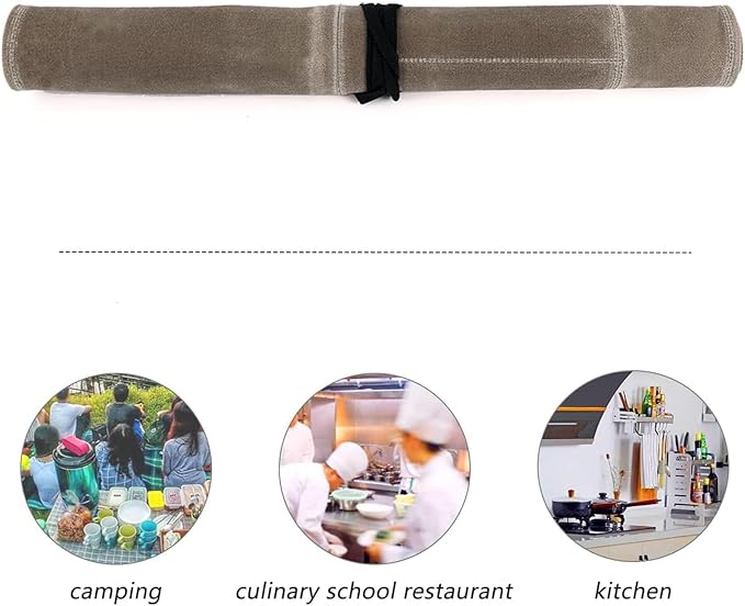 Chef’s Knife Roll Case &6 Packs Knife Edge Guard Set Universal Blade Covers ,Waxed Canvas Cutlery Knives Holders Protectors,Chef's Knife Roll Bag,Portable Travel Chef Knife Case Carrier Storage Bag