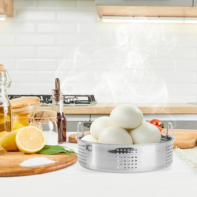 Hemoton Stainless Steel Steamer Basket 9-Inch Steaming Grid with Handle for Pot and Pressure Cooker Kitchen Steam Cooking Rack