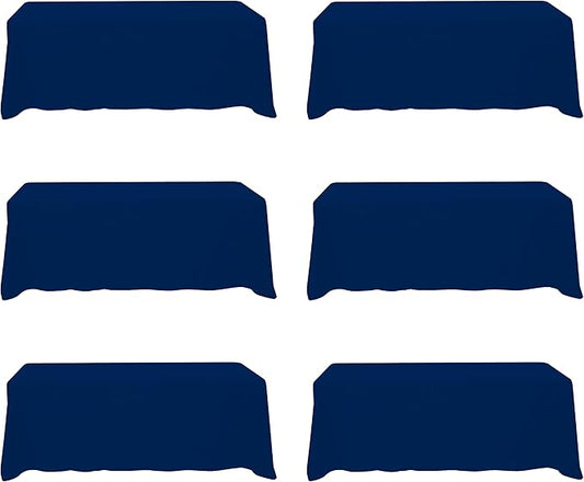BRILLMAX 6 Pack Navy Blue Tablecloths 90 x 156 Inch for 8ft Rectangle Tables - 150 GSM Polyester Fabric, Floor Length Drop, Water, Stain & Wrinkle Resistant Cloth Cover for Wedding Reception Banquet