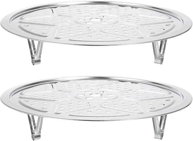 uxcell Stainless Steel Steamer Rack with Stand, 10.2 Inches Pot Steaming Tray for Steamer Cookware Instant Pressure Cooker, Silver Tone