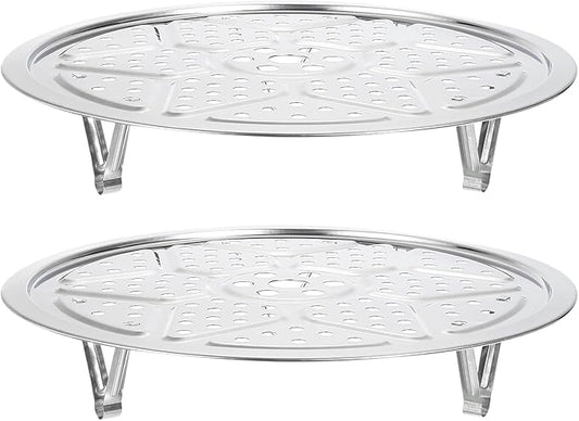 uxcell Stainless Steel Steamer Rack with Stand, 10.2 Inches Pot Steaming Tray for Steamer Cookware Instant Pressure Cooker, Silver Tone