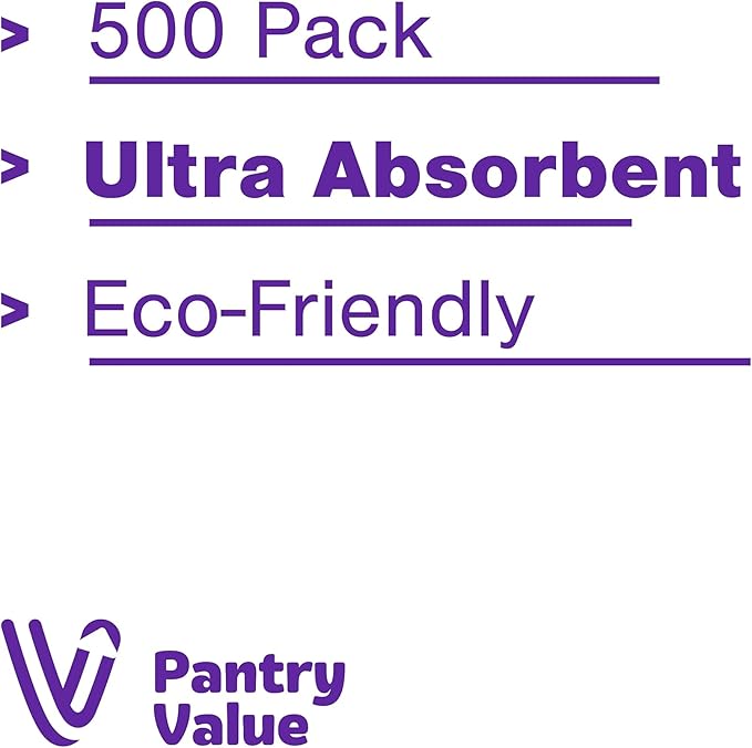 Pantry Value [500 Count - 6x6 Inch folded] 1-ply White Lunch Napkins - Disposable Absorbent Paper Napkins for Everyday use, Events, Parties (12x12 Inch unfolded)