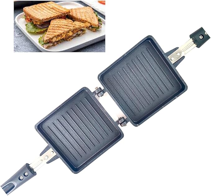 G & D Non-Stick Aluminum Double Sided Foldable Pan, 13 x 5 x 1.5 in, Suitable for Frying, Panini, Sandwiches, Omelettes, and More