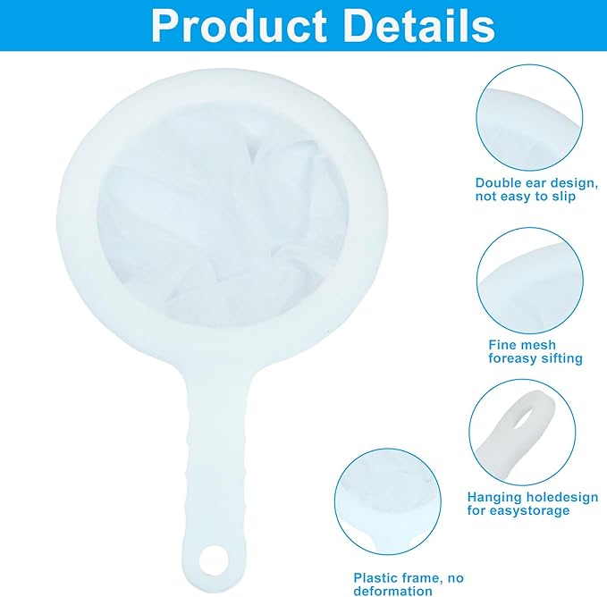 Zorfeter 2 Pieces Ultra Fine Mesh Strainer, Nylon Food Juice Strainer Mini Brine Shrimp Separation Net, Kitchen Tool for Filtering Juice/Milk/Honey(100/400 Mesh)