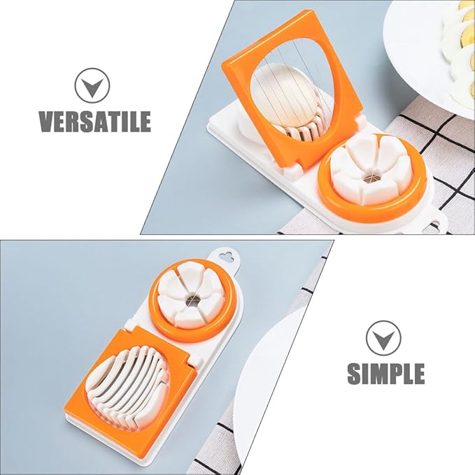 Zerodeko Multipurpose Egg Slicer and Peeler Dual-head Hard Boiled Egg Cutter Bright Orange Food Slicing Tool for Home Use
