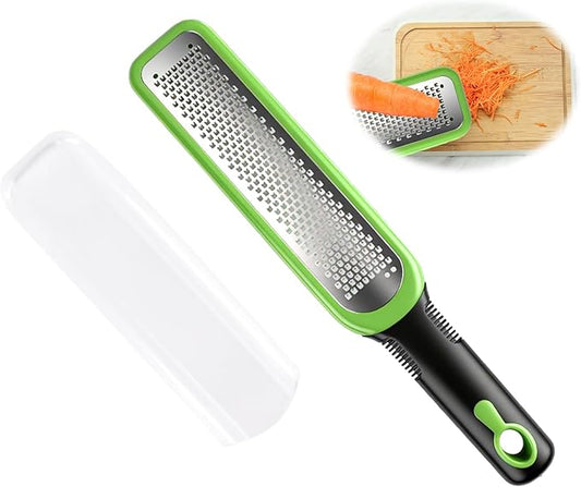 Lemon Zester & Cheese Grater, Kitchen Premium Grater, Ideal for Home Cooks Make Chocolate, Fruits, Vegetables, Ginger, Garlic- Stainless Steel Blades with Protective Cover, Cleaning Brush