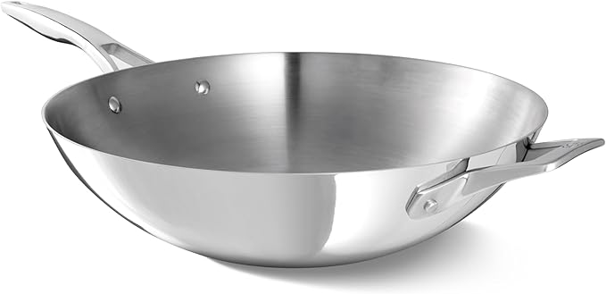 Calphalon Premier Polished 5-Ply Stainless Steel Cookware w/Turbo Heat Tech 13" Wok, Induction, Oven Safe 500F, Silver