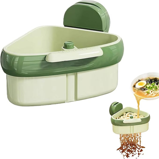 Suction Cup Kitchen Sink Caddy – Triangular Sink Drain Basket & Strainer – Small Corner Sink Trash Catcher for Vegetables, Fruits, Sponges, Soap – Space-Saving Organizer (1, Green)