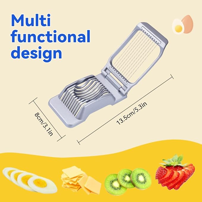 Aluminum Square Egg Cutter, Upgrade Heavy Duty Stainless Steel Wire Egg Slicer Boiled Egg Slicer, Multipurpose Strawberry Slicer Egg for Hard Boiled Eggs (1)