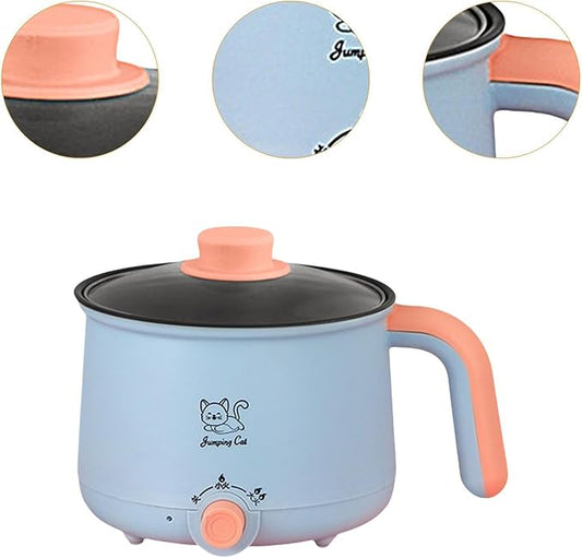 Electric Hot Pot 1.8L Ramen Cooker Cookware Multipurpose Soup Pot Noodles Pot Electric Cooker for Oatmeal Ramen Noodles Steak, Pot