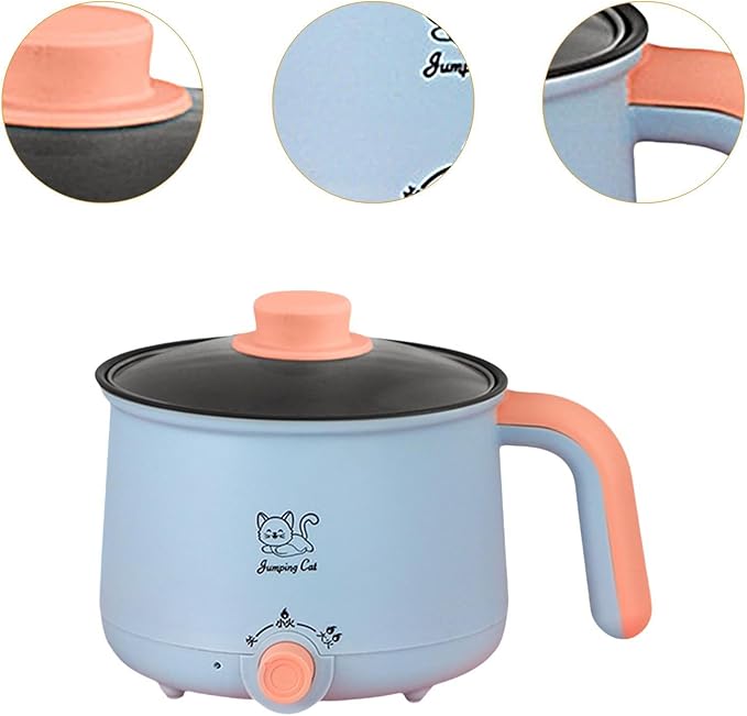 Mini Hot Pot 1.8L Ramen Cooker Multipurpose Cookware Cooking Pot Non Stick Portable Electric Pot Noodles Pot for Noodles Eggs, Pot