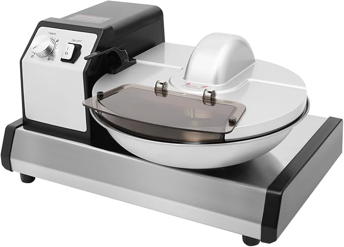 Commercial Food Processor, 5.28QT Heavy Duty Meat Grinder & Vegetable Chopper, w/ 1-15 Min Timer & Stainless Steel Bowl, Electric Meat Mixer for Restaurant, Home Kitchen