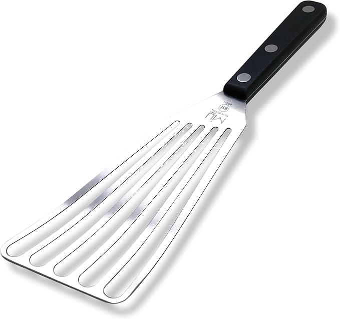 WALLFARM Fish Spatula - Pro-Grade Slotted Kitchen Turner - Stainless Steel - Long, Thin Metal Spatula for Flipping Delicate Foods, Fish, Eggs, Veggies - Perfect for Grilling, Frying, Griddle - 11"