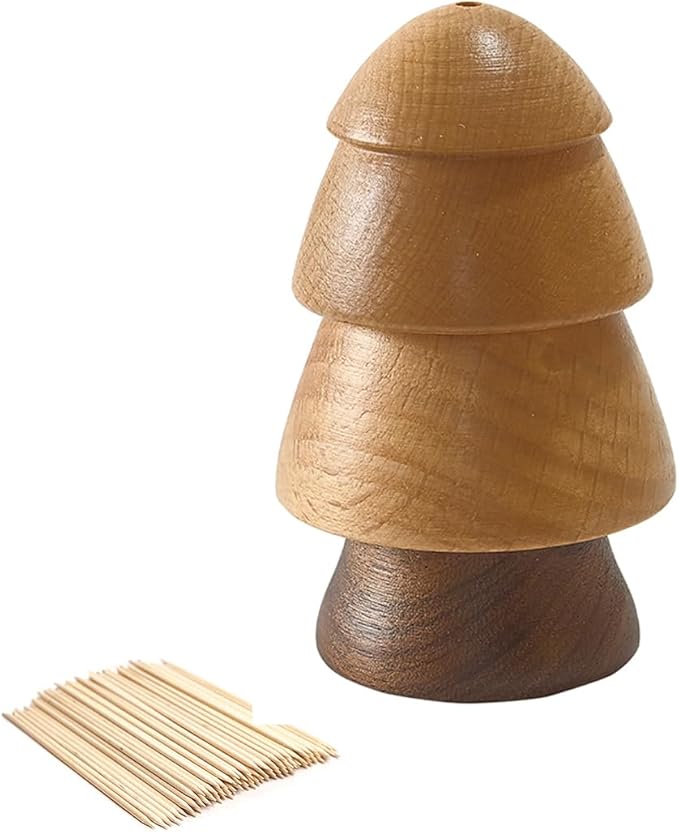 Cute Mushroom Toothpicks Holder with 390 Pcs Toothpicks, Cactus Toothpick Holder Dispenser for Home Kitchen Table Decor Accessories, Warm and Unique Gifts (2.Christmas tree)