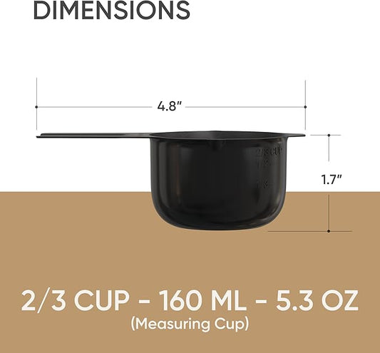 Color Up ⅔ Cup Measuring Cup (160 ml) – Premium Black Stainless Steel, Accurate for Wet & Dry Ingredients, Embossed Markings, Easy-Pour Spouts, Dishwasher-Safe, Kitchen Essential
