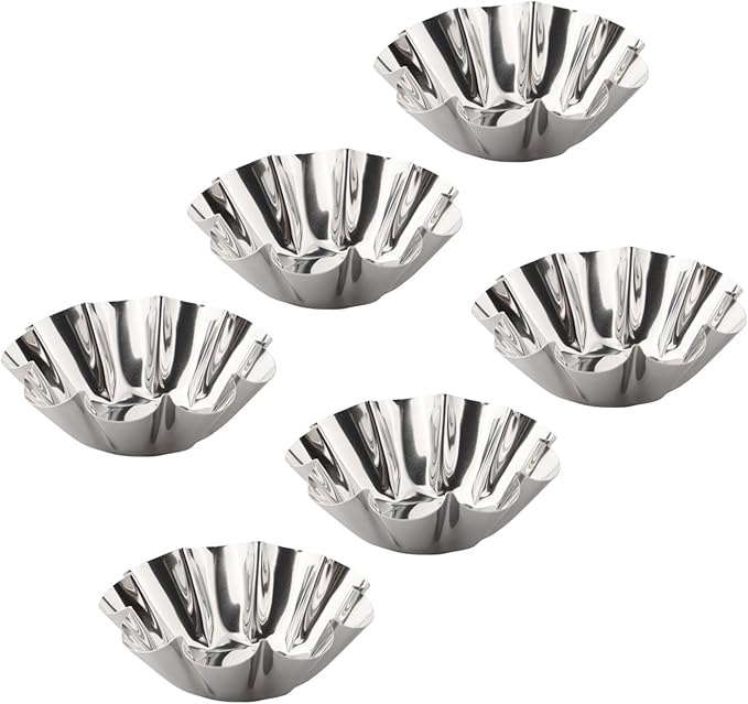 6Pcs Stainless Steel Nonstick Tart Pan for Fruit Tart, Egg Tart, and Cupcake, Easy to Clean and Remove, DIY Baking Accessories