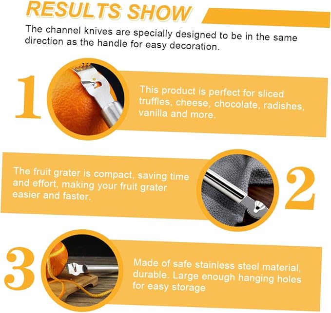 Alipis 2pcs Stainless Steel Lemon Zester and Orange Peeler Ergonomic Grater for Citrus Fruits and Vegetables Easy to Clean for Home Kitchen and Giving
