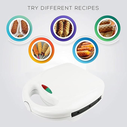 Corn Dog Maker, Corn Dog Waffle Maker, Non Stick Corn Dog Machine Make 6 Corn Dogs, Corn Dog Waffle Machine Make Corn Dog in Minutes, Hot Dog Toaster (US Plug 110V)